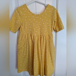 Hanna Andersson girls summer cotton dress. Yellow with flowers, size 4/5